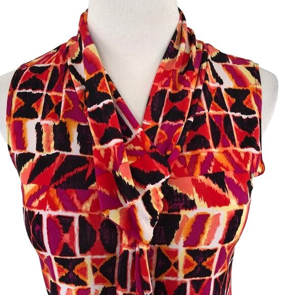 Rachel Rachel Slinky Blouse Sleeveless V Neck Geometric Motif Size Small - Picture 4 of 8